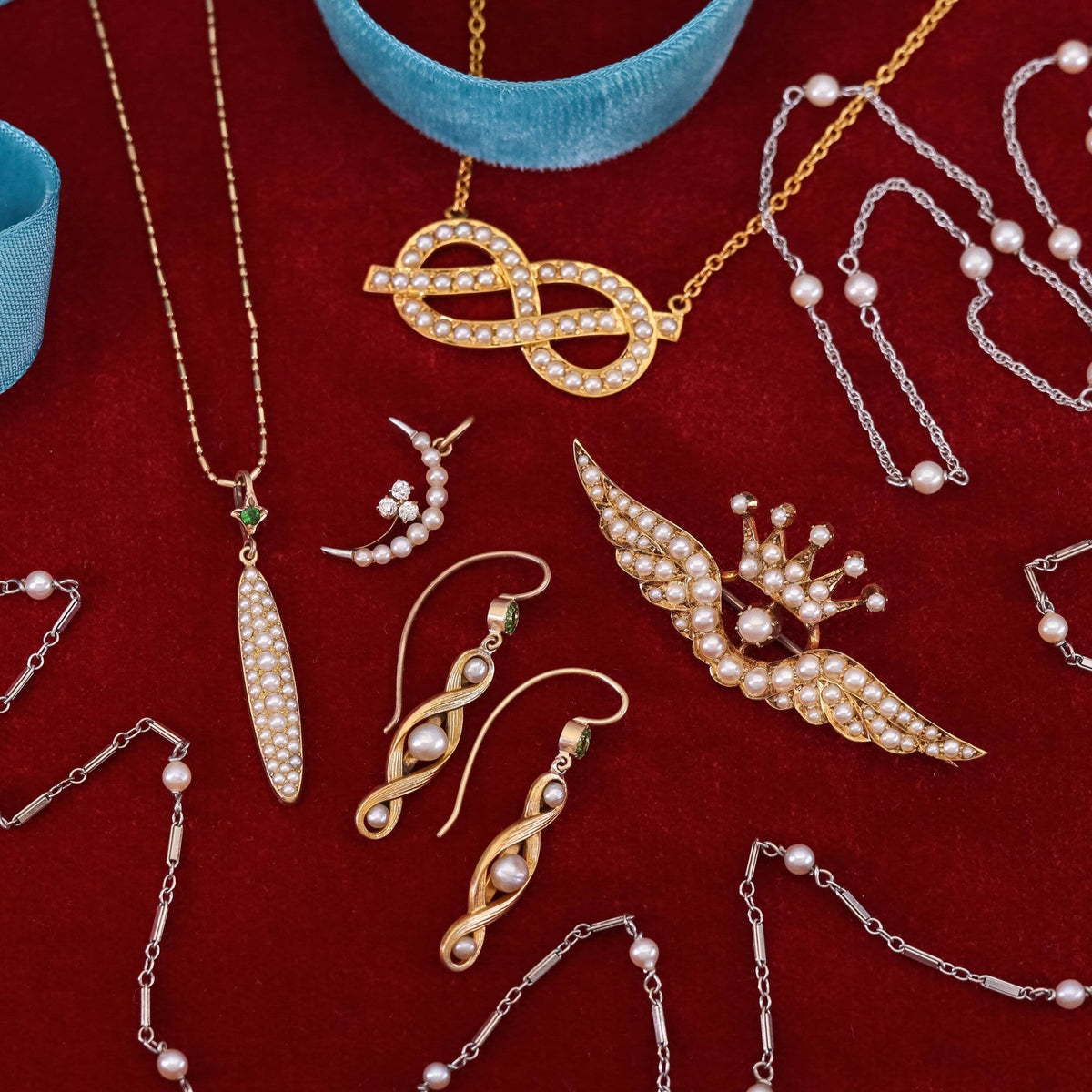 Vintage Pearl Infinity Conversion Necklace of 14k Gold - Trademark Antiques