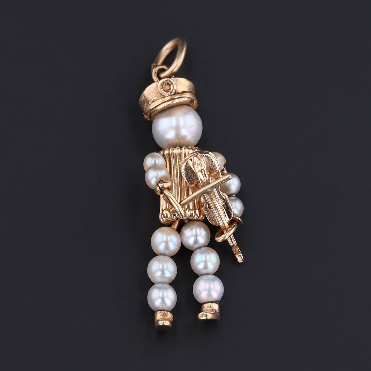 Vintage Pearl Violinist Pendant of 14k Gold - Trademark Antiques