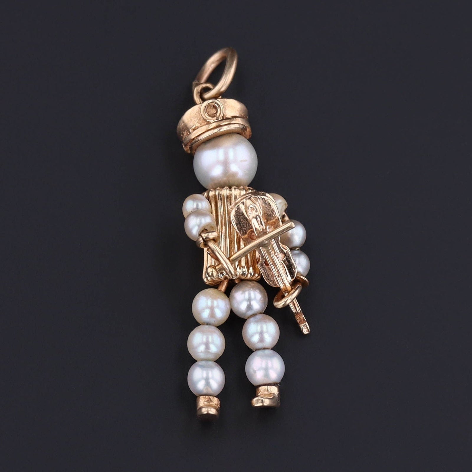 Vintage Pearl Violinist Pendant of 14k Gold - Trademark Antiques