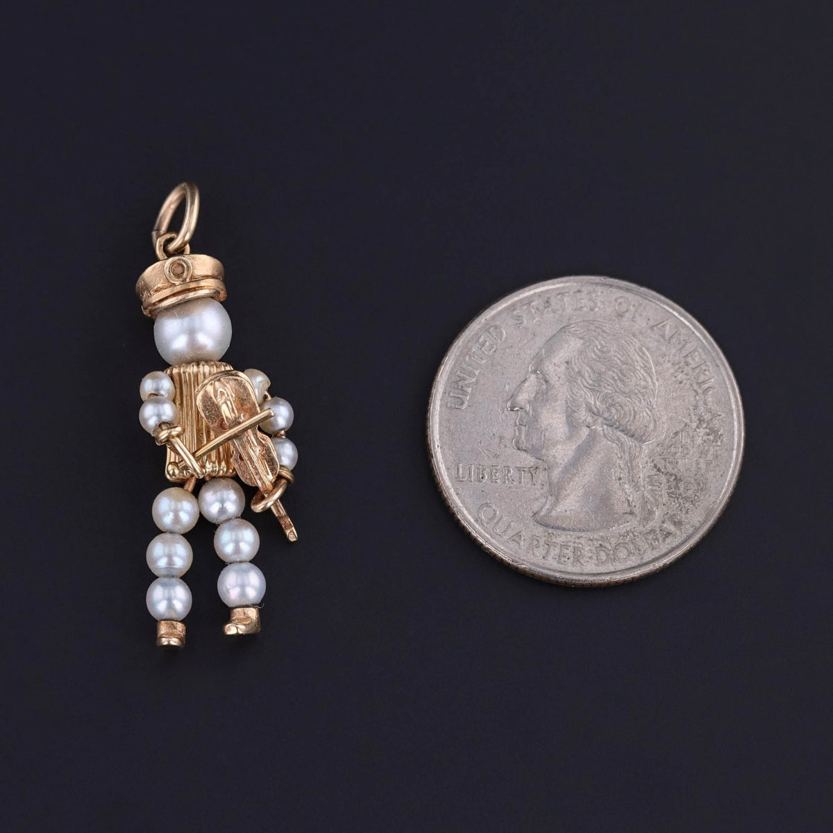 Vintage Pearl Violinist Pendant of 14k Gold - Trademark Antiques