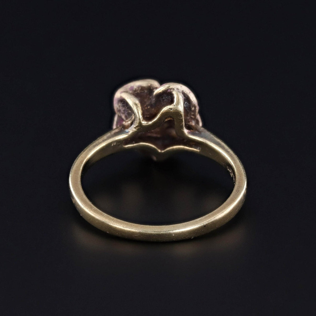 Vintage Pink Enamel Pansy Ring of 14k Gold - Trademark Antiques