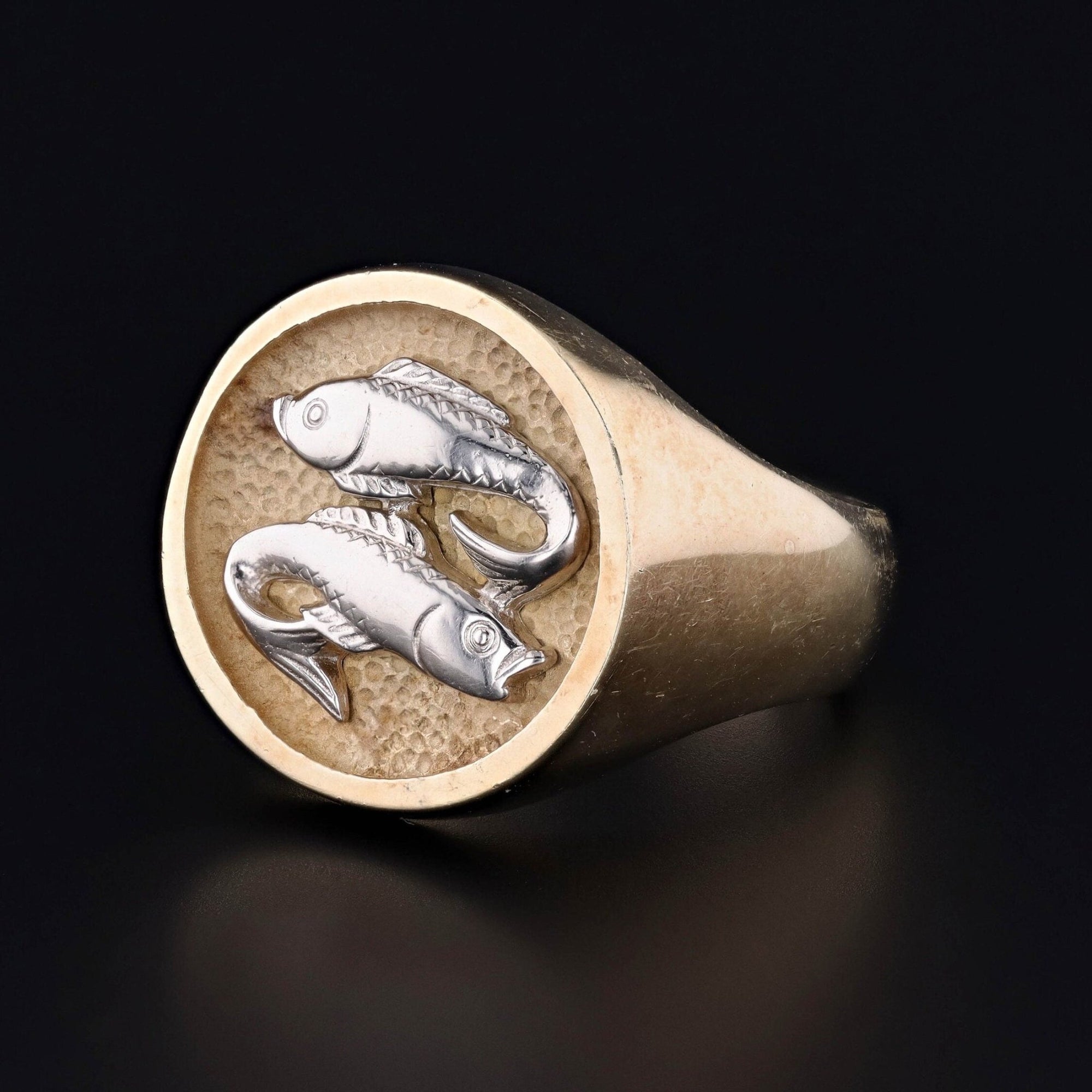 Vintage Pisces Ring of 14k Yellow & White Gold - Trademark Antiques
