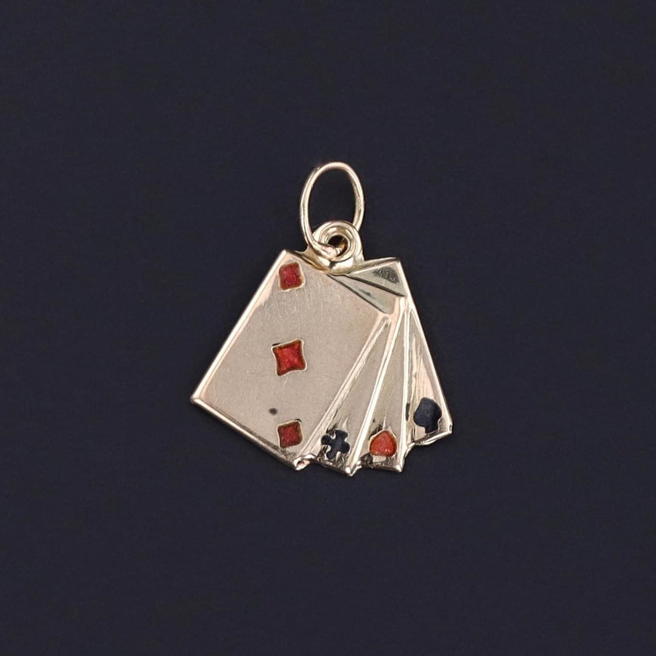 Vintage Playing Cards Charm of 14k Gold - Trademark Antiques