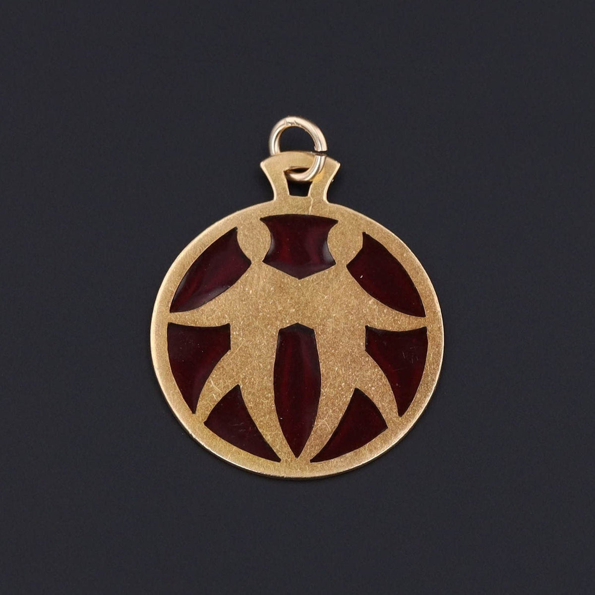 Vintage Plique a Jour Enamel Gemini Pendant of 18k Gold - Trademark Antiques