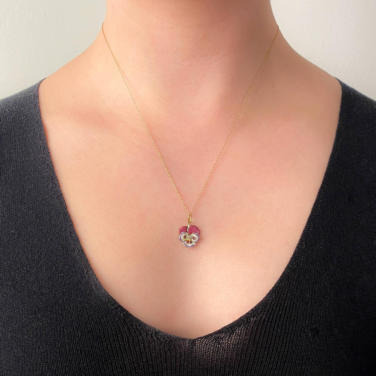 Vintage Purple Enamel Pansy Charm of 14k Gold - Trademark Antiques
