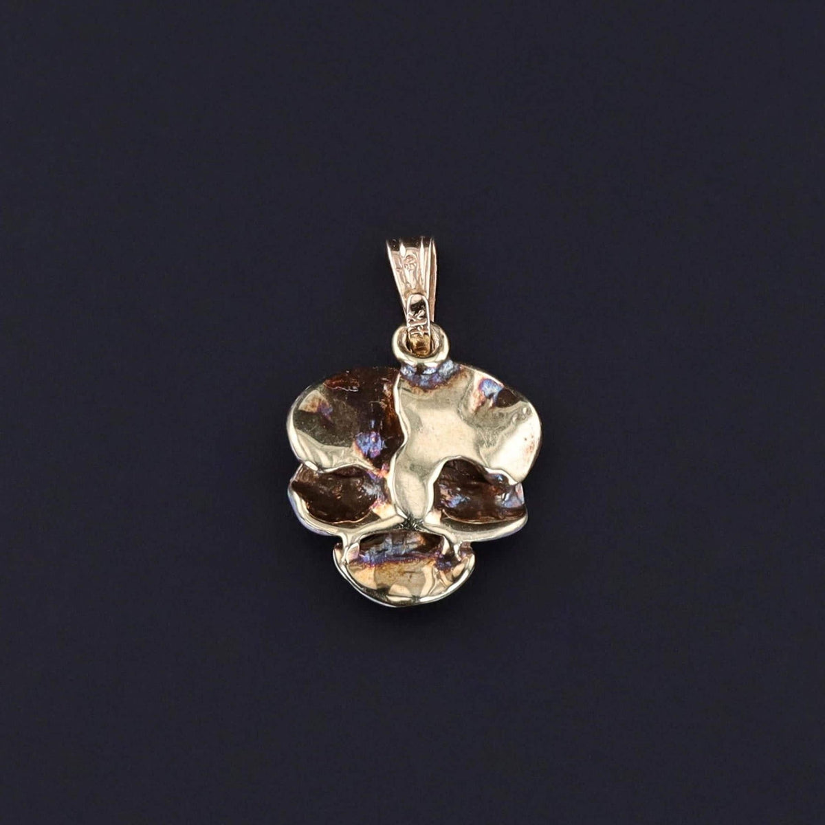 Vintage Purple Enamel Pansy Charm of 14k Gold - Trademark Antiques
