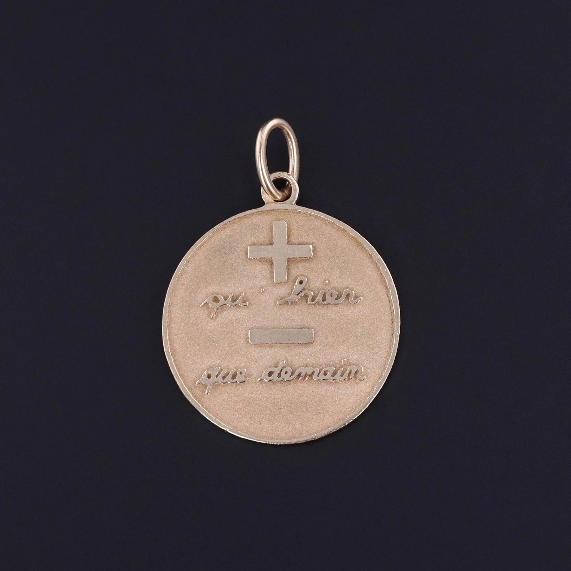 Vintage Qu' Hier Que Demain Pendant of 14k Gold - Trademark Antiques