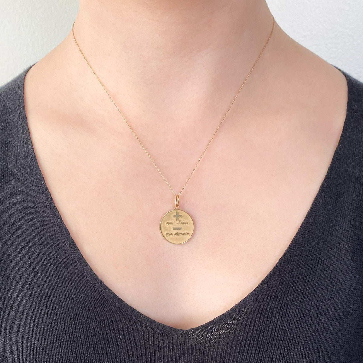 Vintage Qu&#39; Hier Que Demain Pendant of 14k Gold - Trademark Antiques