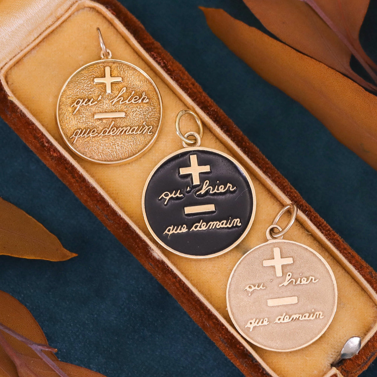 Vintage Qu&#39; Hier Que Demain Pendant of 14k Gold - Trademark Antiques