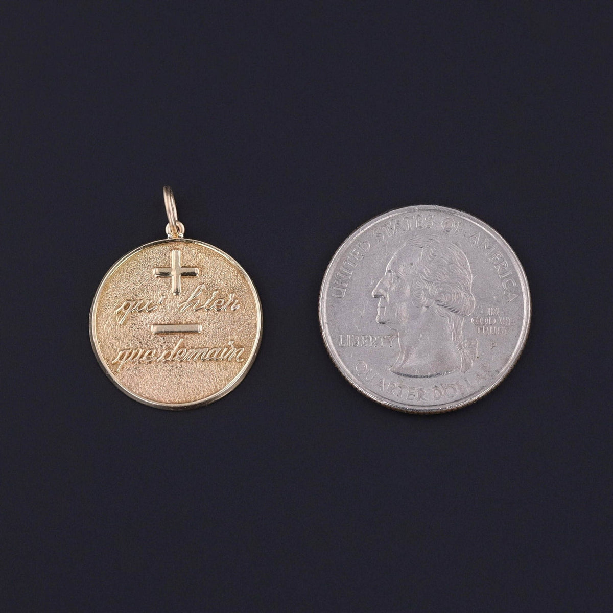 Vintage Qu&#39;hier Que Demain Pendant of 14k Gold - Trademark Antiques