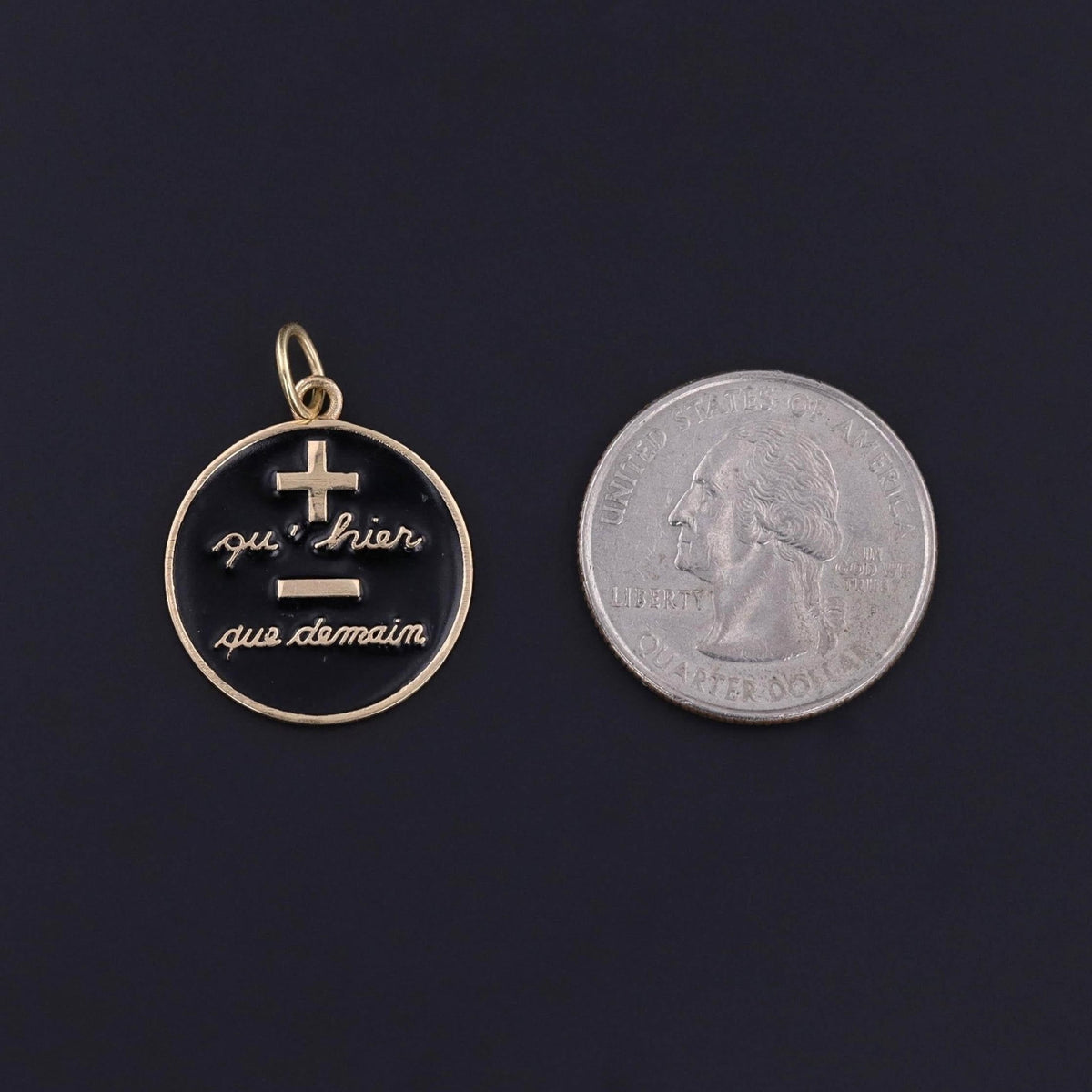 Vintage Qu&#39;hier Que Demain Pendant of 14k Gold - Trademark Antiques