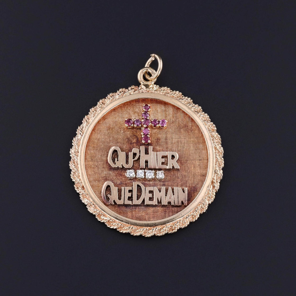 Vintage Qu'Hier Que Demain Pendant of 14k Gold - Trademark Antiques
