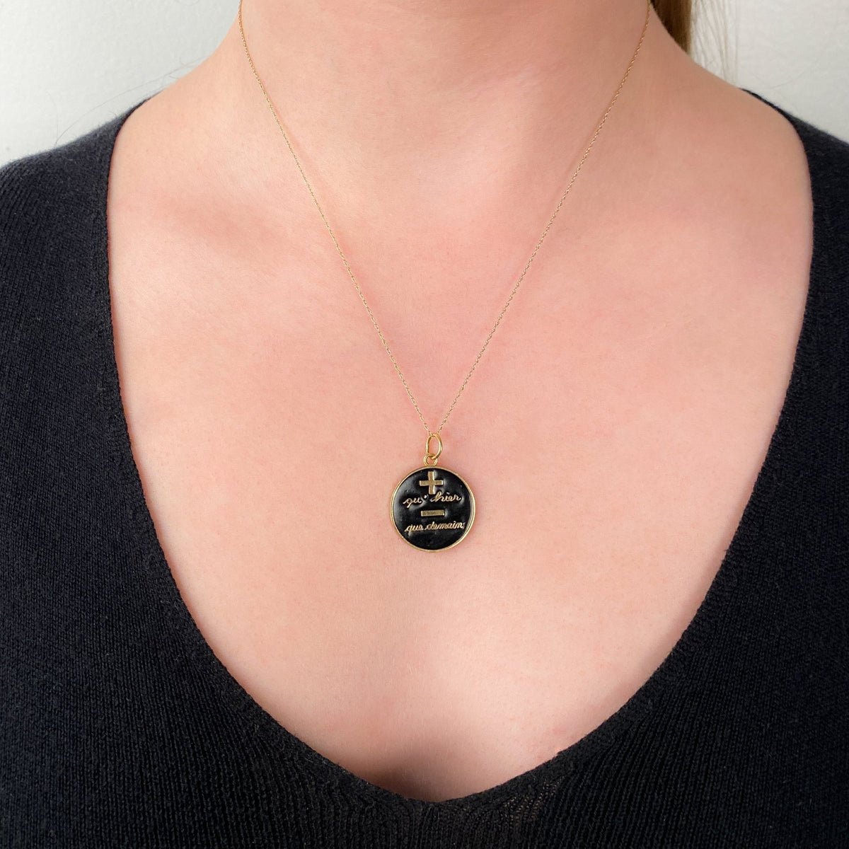 Vintage Qu&#39;hier Que Demain Pendant of 14k Gold - Trademark Antiques