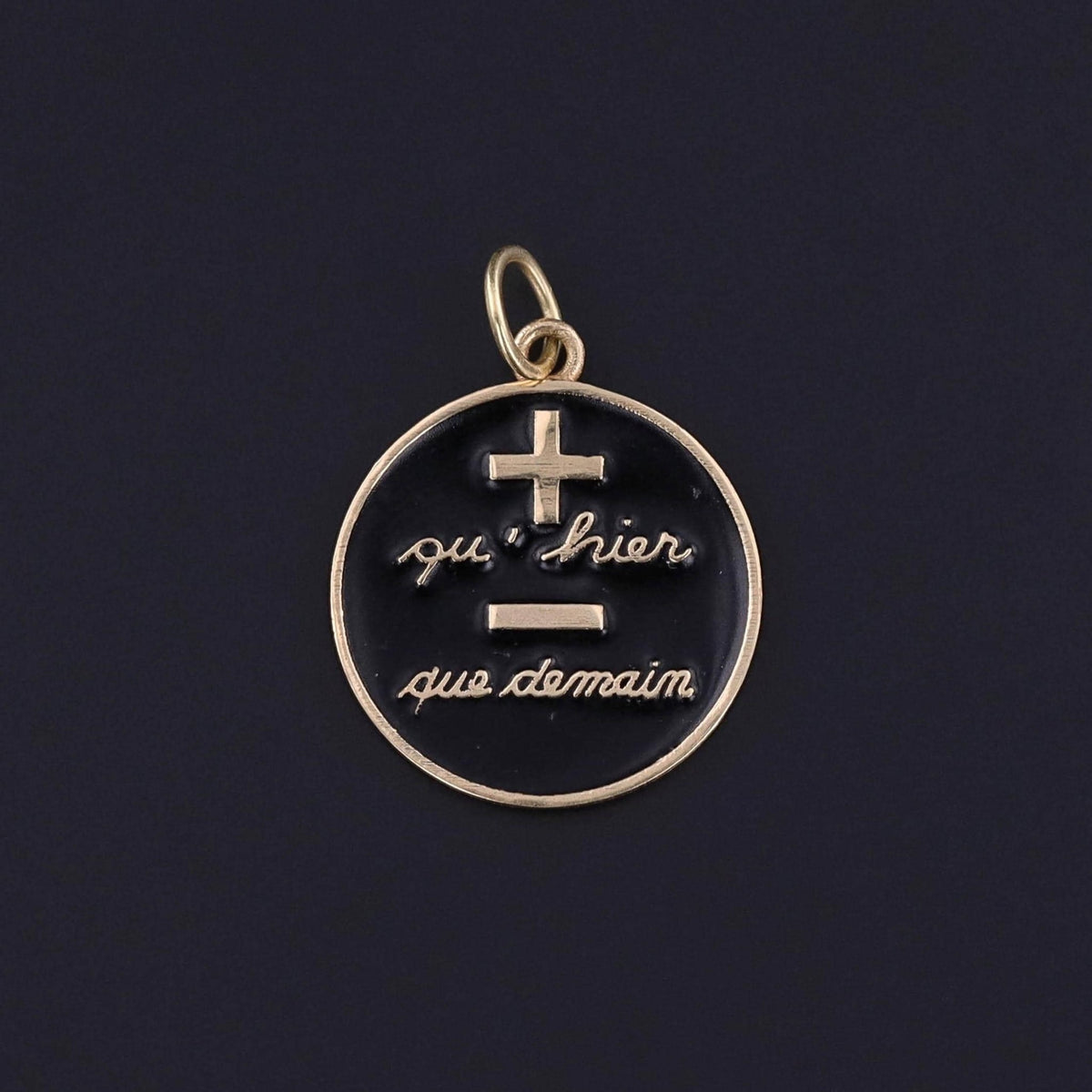 Vintage Qu&#39;hier Que Demain Pendant of 14k Gold - Trademark Antiques