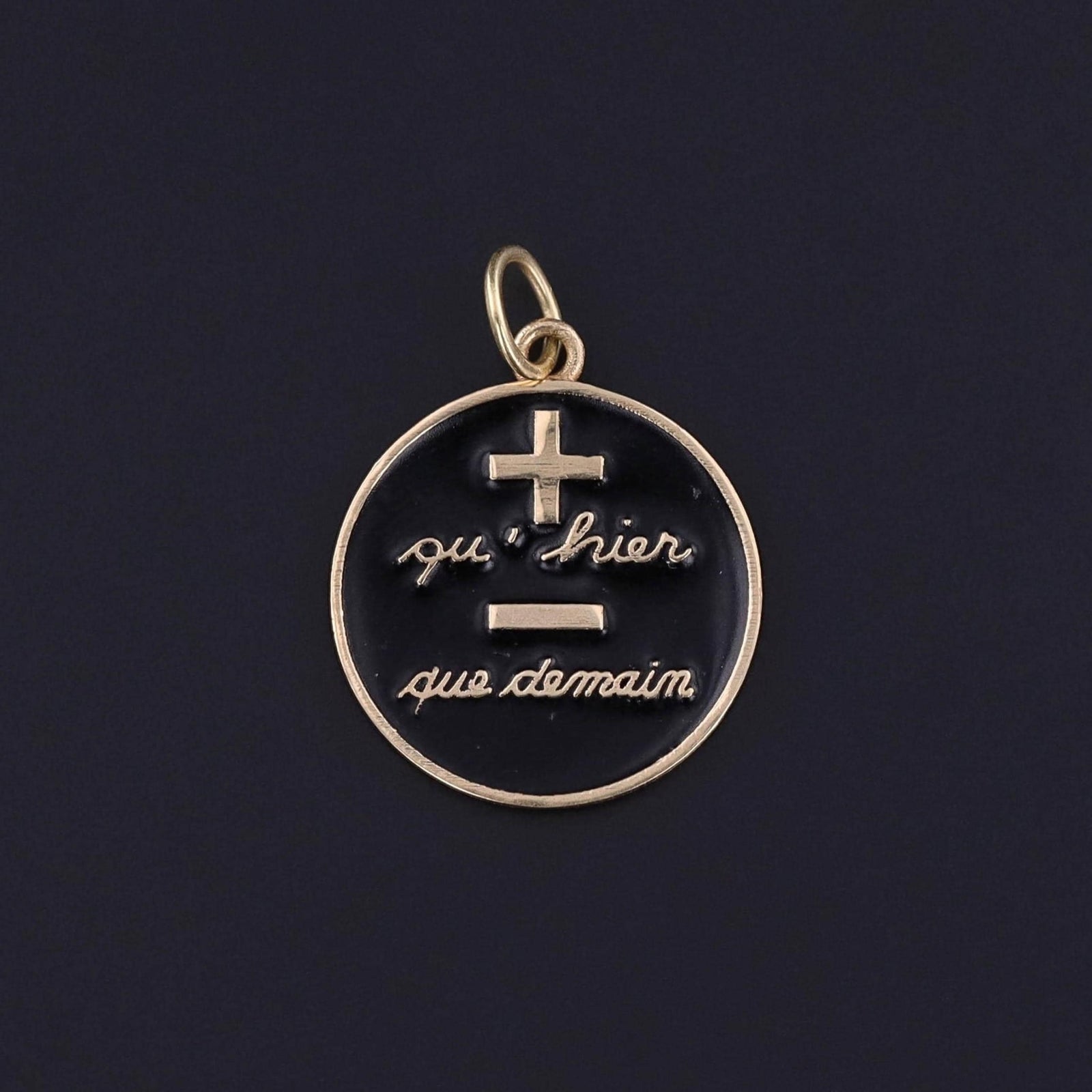 Vintage Qu'hier Que Demain Pendant of 14k Gold - Trademark Antiques