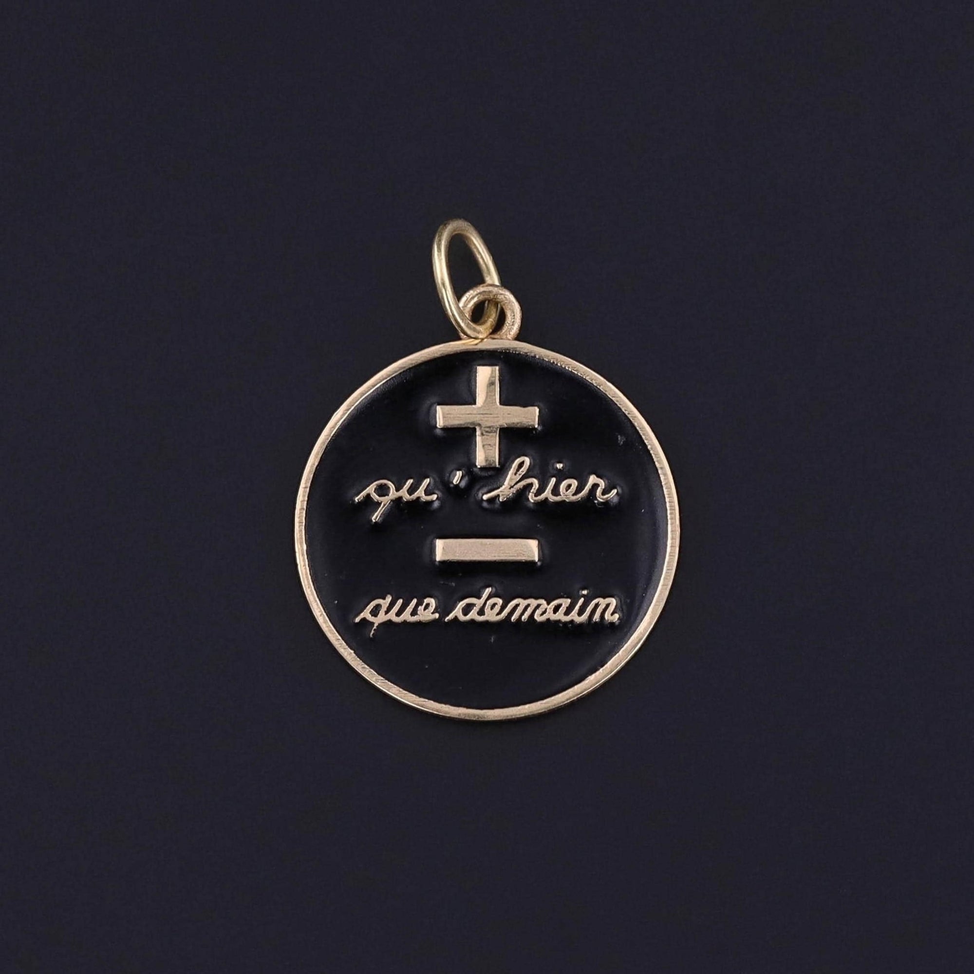 Vintage Qu'hier Que Demain Pendant of 14k Gold - Trademark Antiques