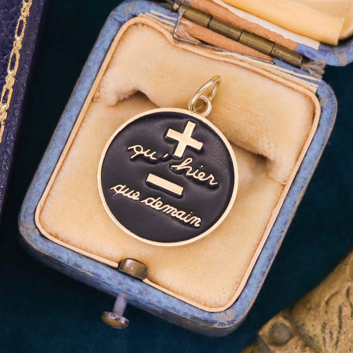 Vintage Qu&#39;hier Que Demain Pendant of 14k Gold - Trademark Antiques