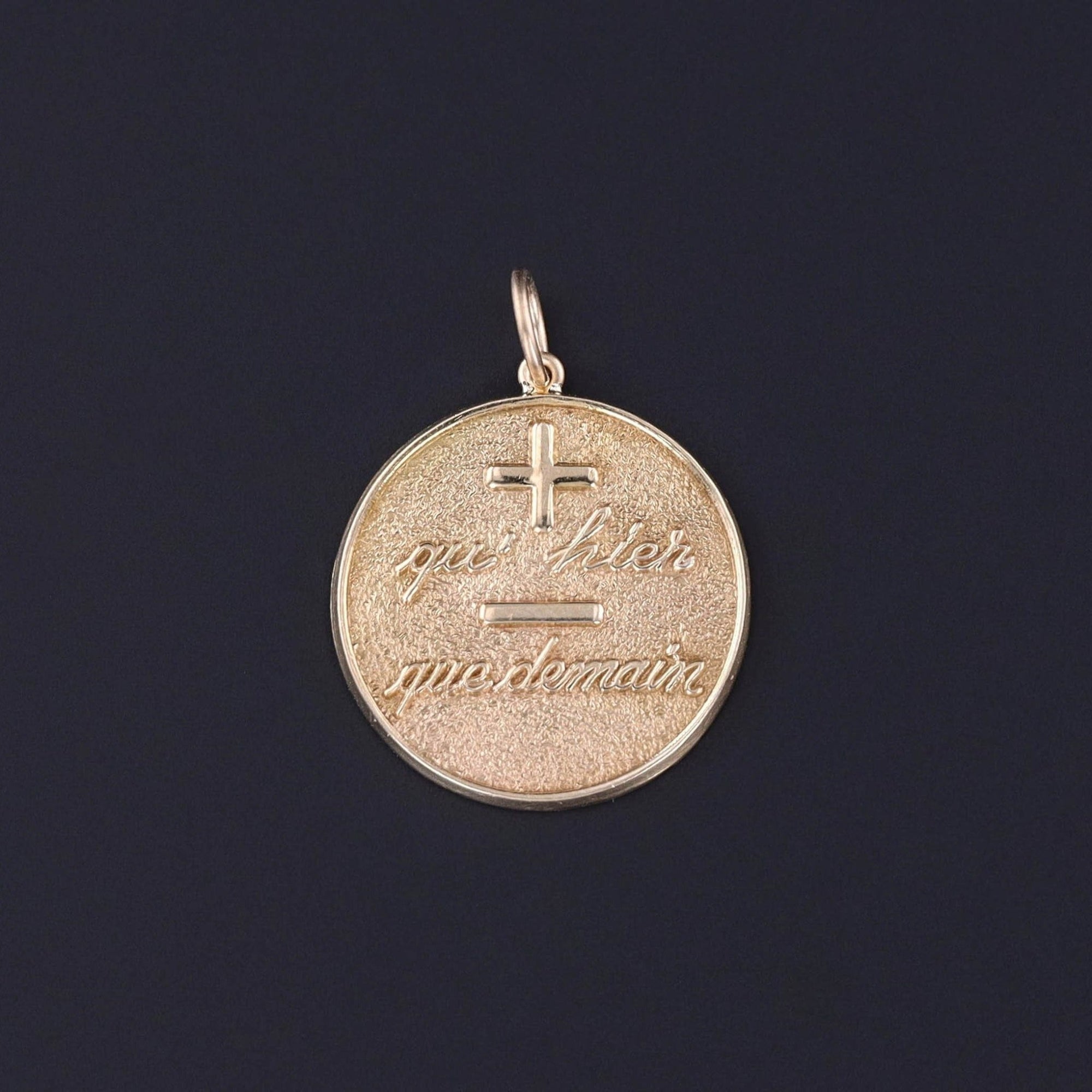 Vintage Qu'hier Que Demain Pendant of 14k Gold - Trademark Antiques