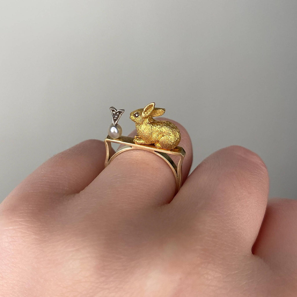 Vintage Rabbit Ring of 14k &amp; 18k Gold - Trademark Antiques