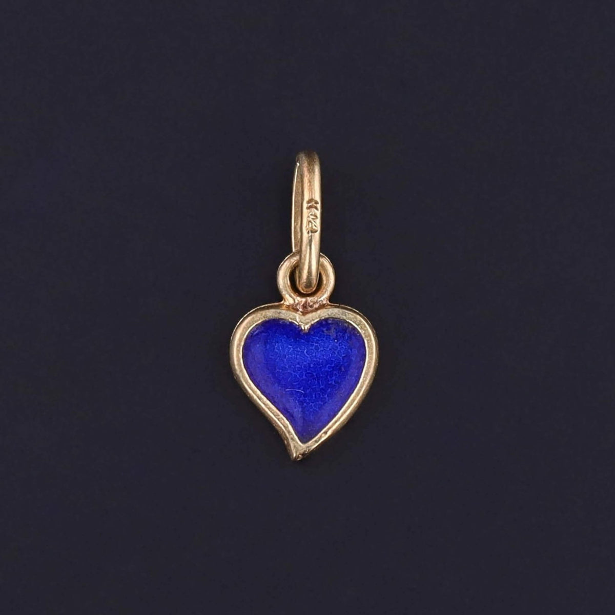 Vintage Red and Blue Enamel Heart Charm of 14k Gold - Trademark Antiques
