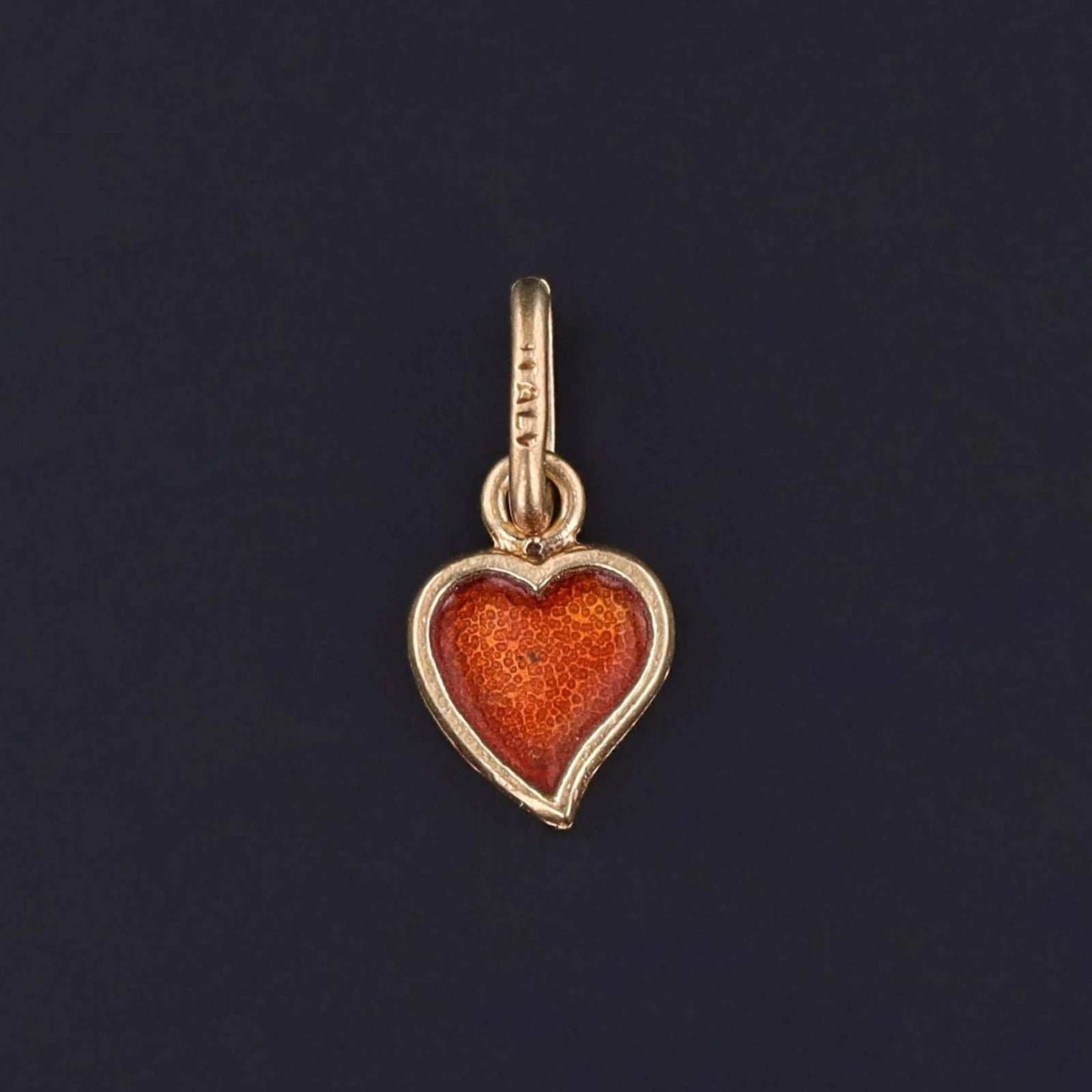 Vintage Red and Blue Enamel Heart Charm of 14k Gold - Trademark Antiques