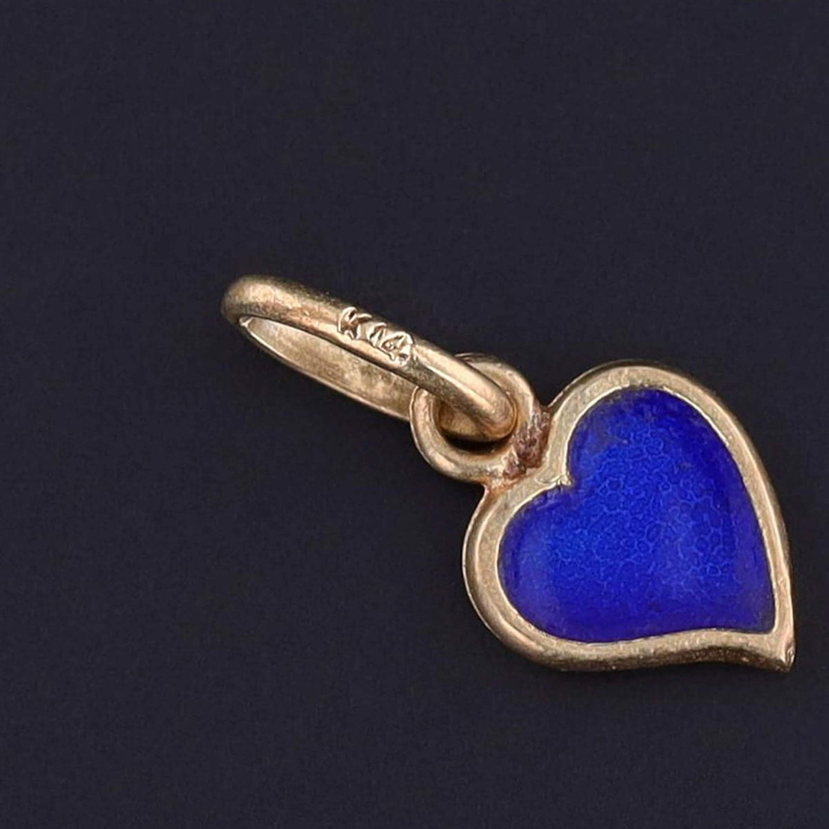Vintage Red and Blue Enamel Heart Charm of 14k Gold - Trademark Antiques