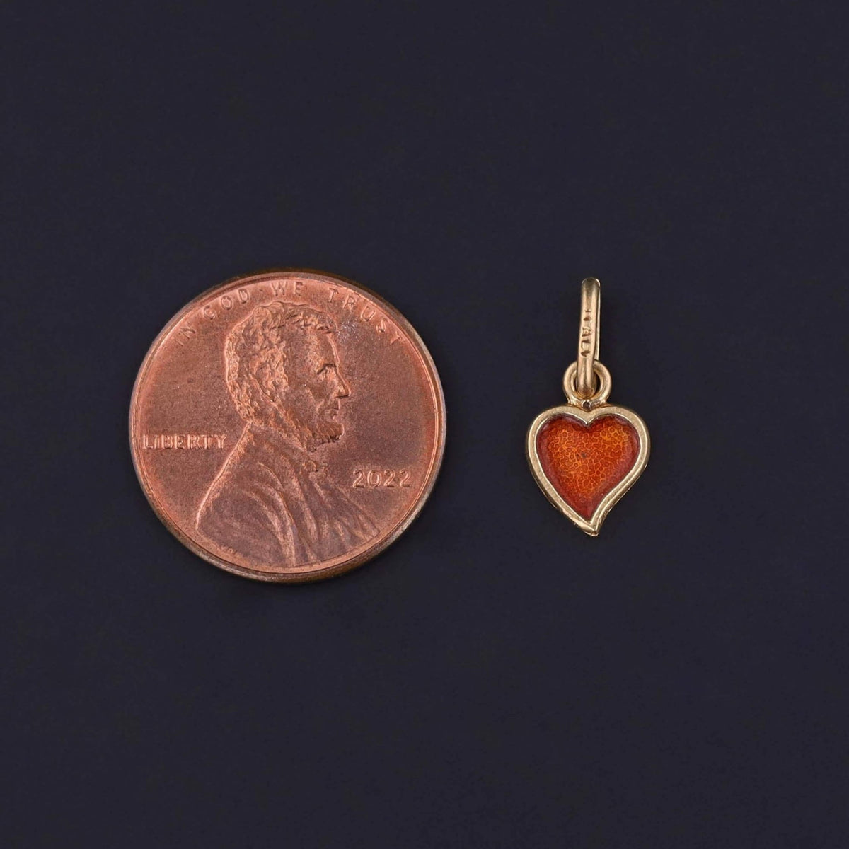 Vintage Red and Blue Enamel Heart Charm of 14k Gold - Trademark Antiques