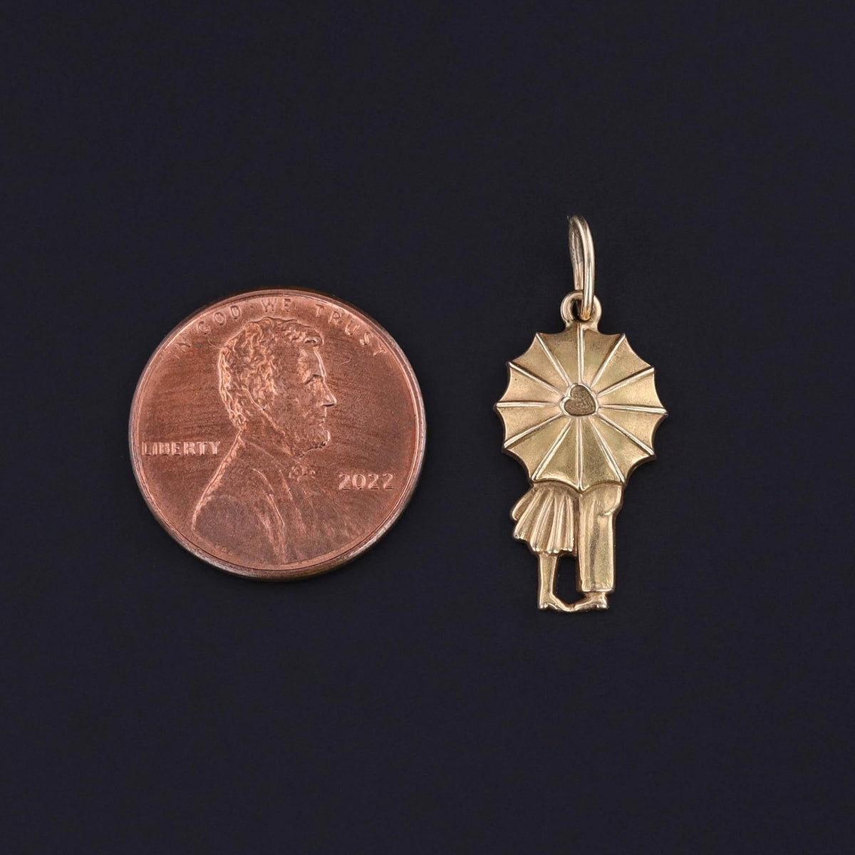 Vintage Romantic Umbrella Charm of 14k Gold - Trademark Antiques