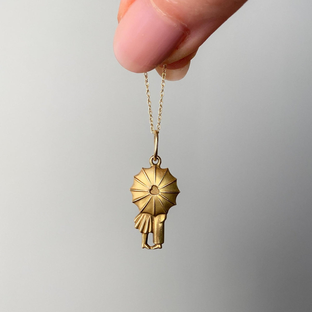 Vintage Romantic Umbrella Charm of 14k Gold - Trademark Antiques