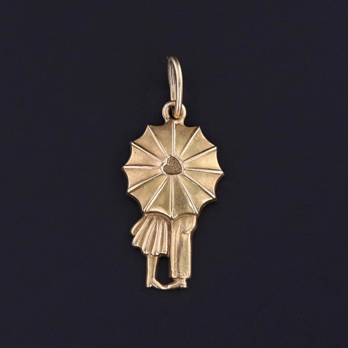 Vintage Romantic Umbrella Charm of 14k Gold - Trademark Antiques