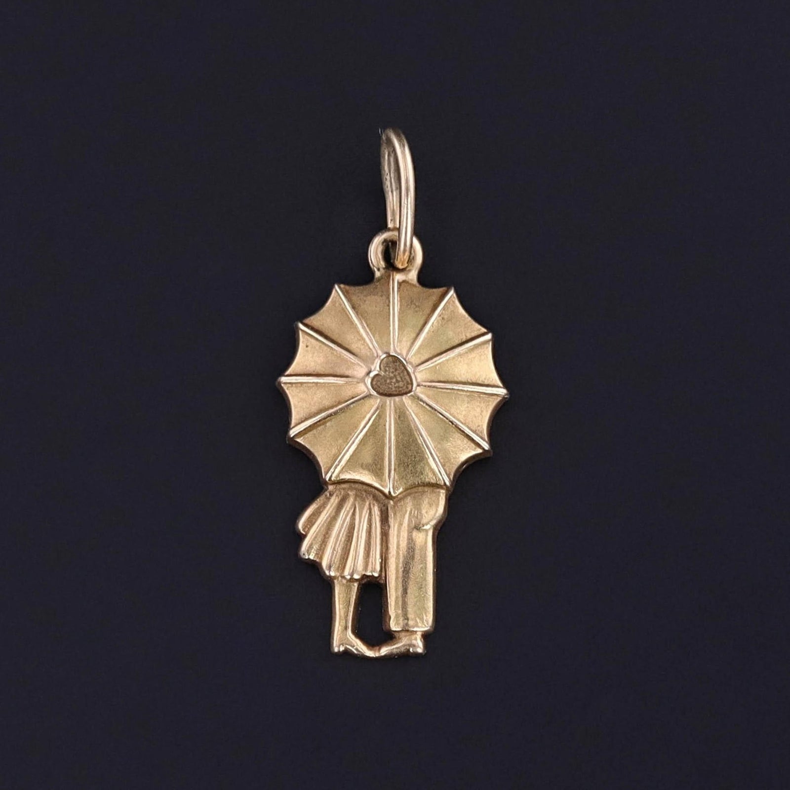 Vintage Romantic Umbrella Charm of 14k Gold - Trademark Antiques