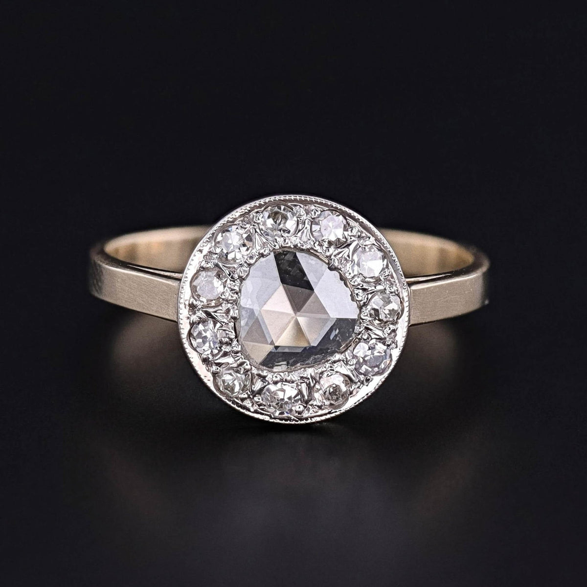 Vintage Rose Cut Diamond Ring of 14k and 18k Gold - Trademark Antiques