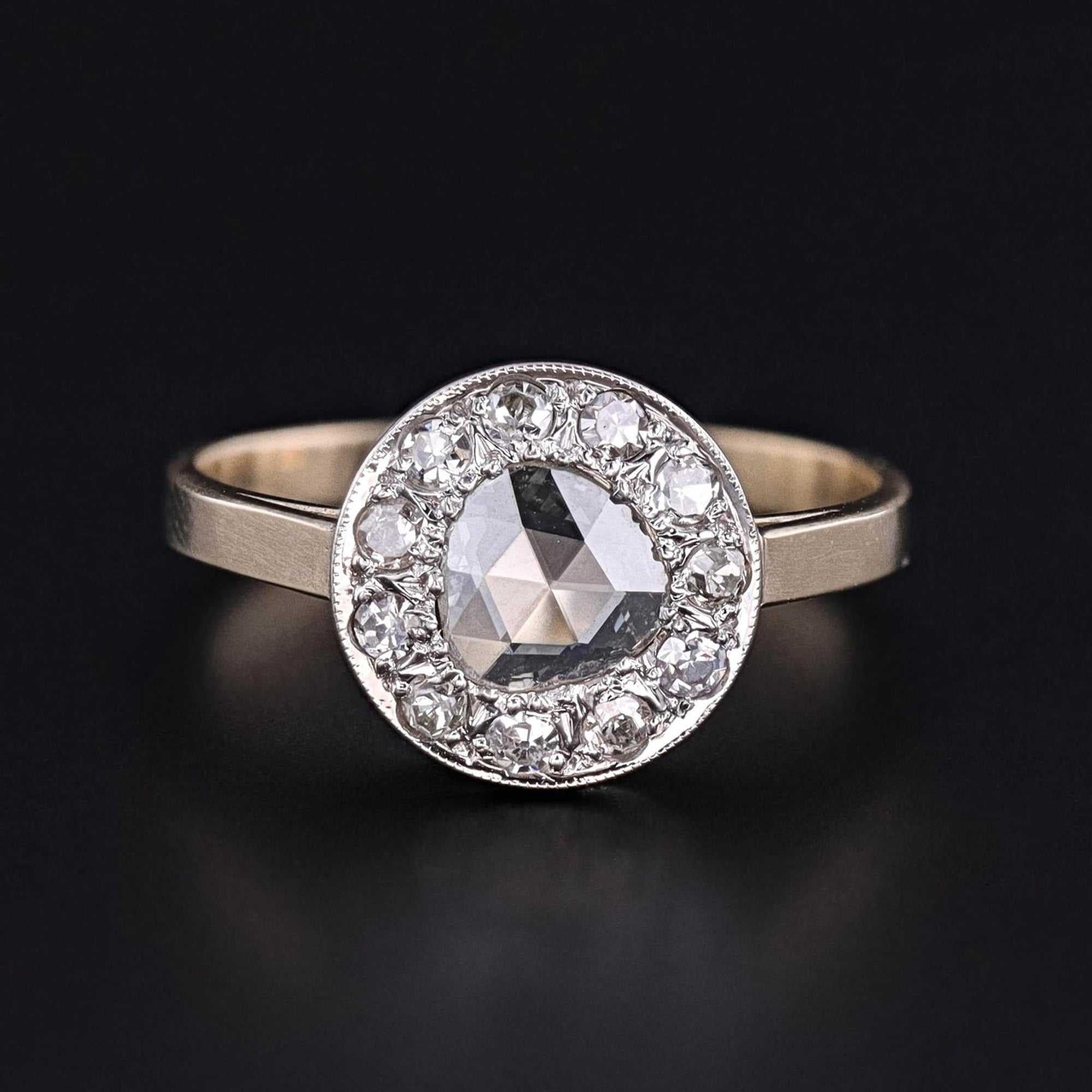 Vintage Rose Cut Diamond Ring of 14k and 18k Gold - Trademark Antiques