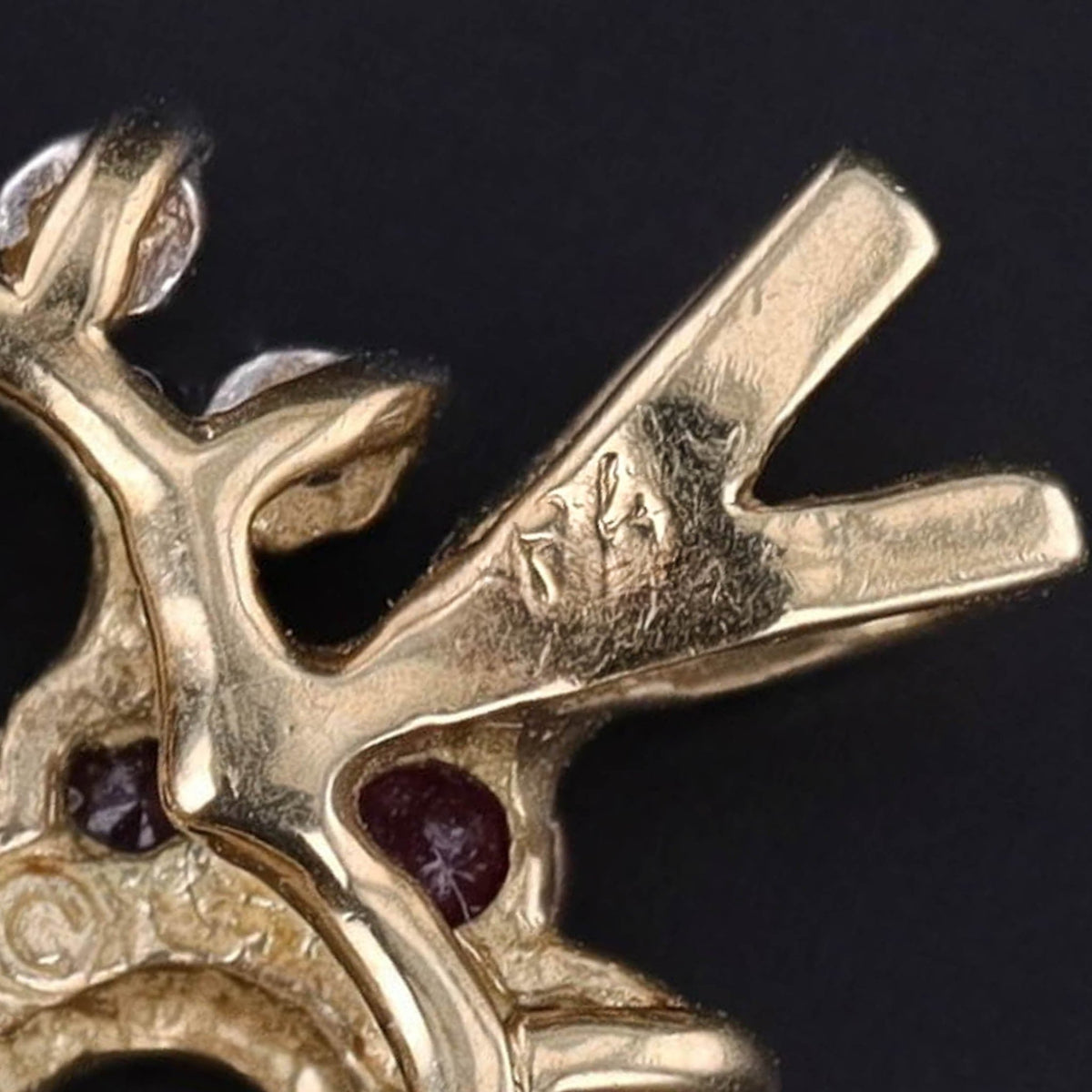 Vintage Ruby and Diamond Heart Charm of 14k Gold - Trademark Antiques