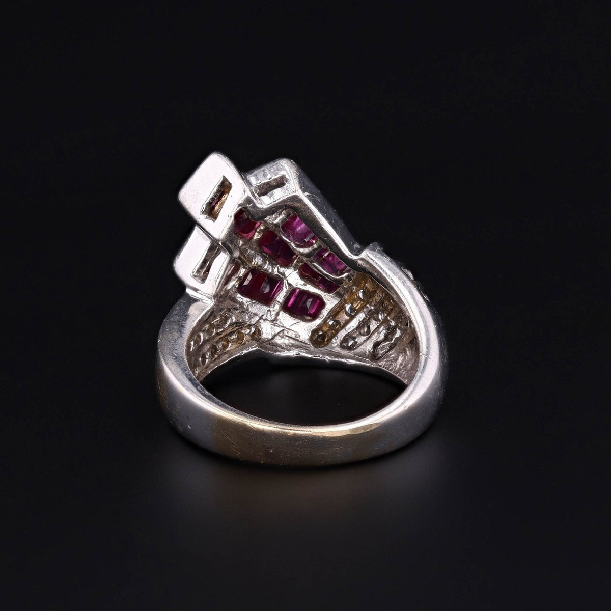 Vintage Ruby and Diamond Ring of 14k White Gold - Trademark Antiques