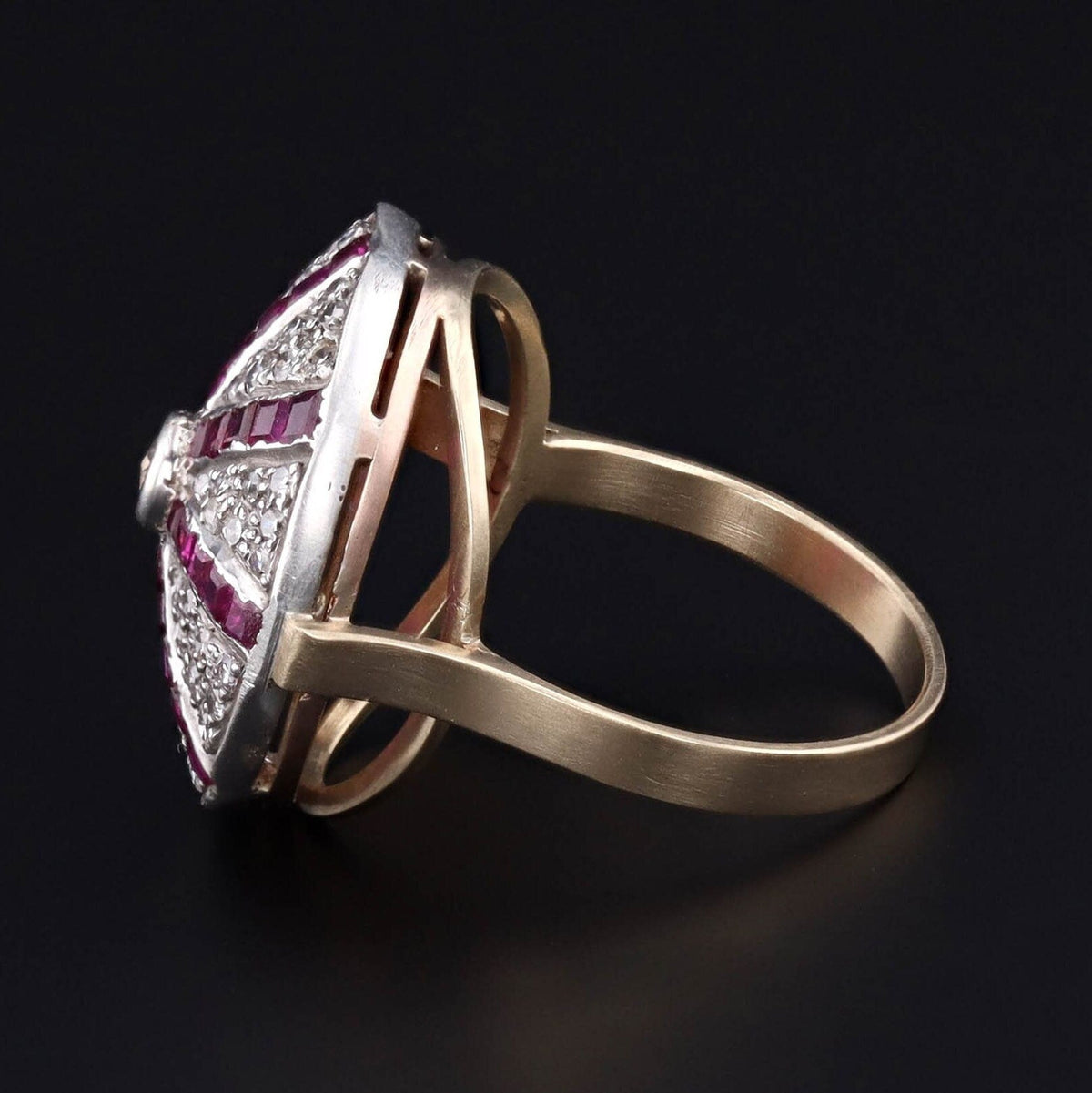 Vintage Ruby and Diamond Statement Ring - Trademark Antiques
