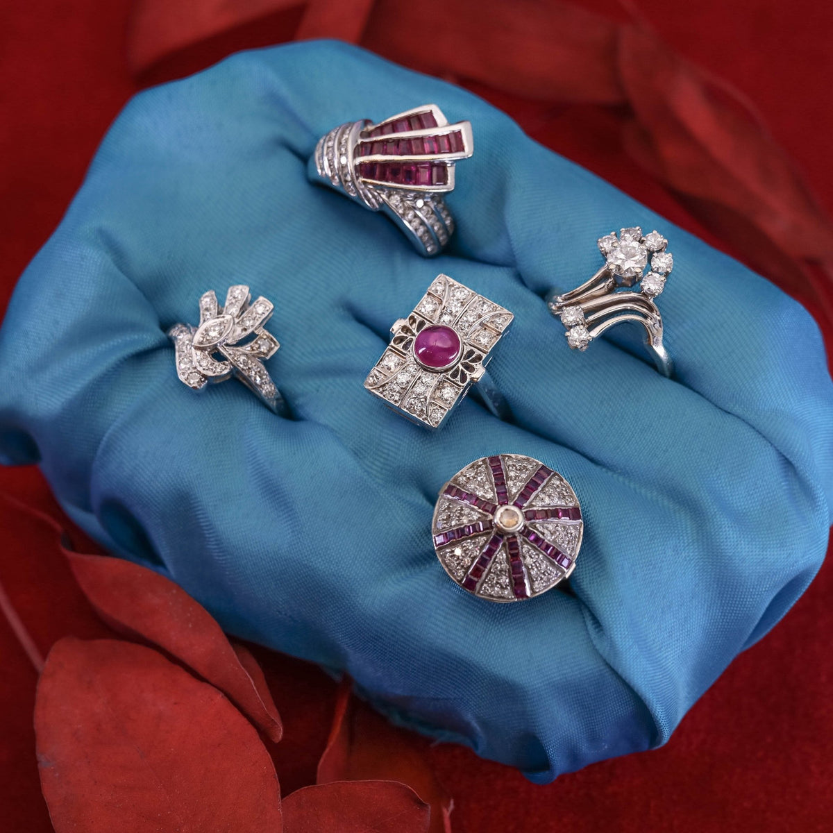 Vintage Ruby and Diamond Statement Ring - Trademark Antiques