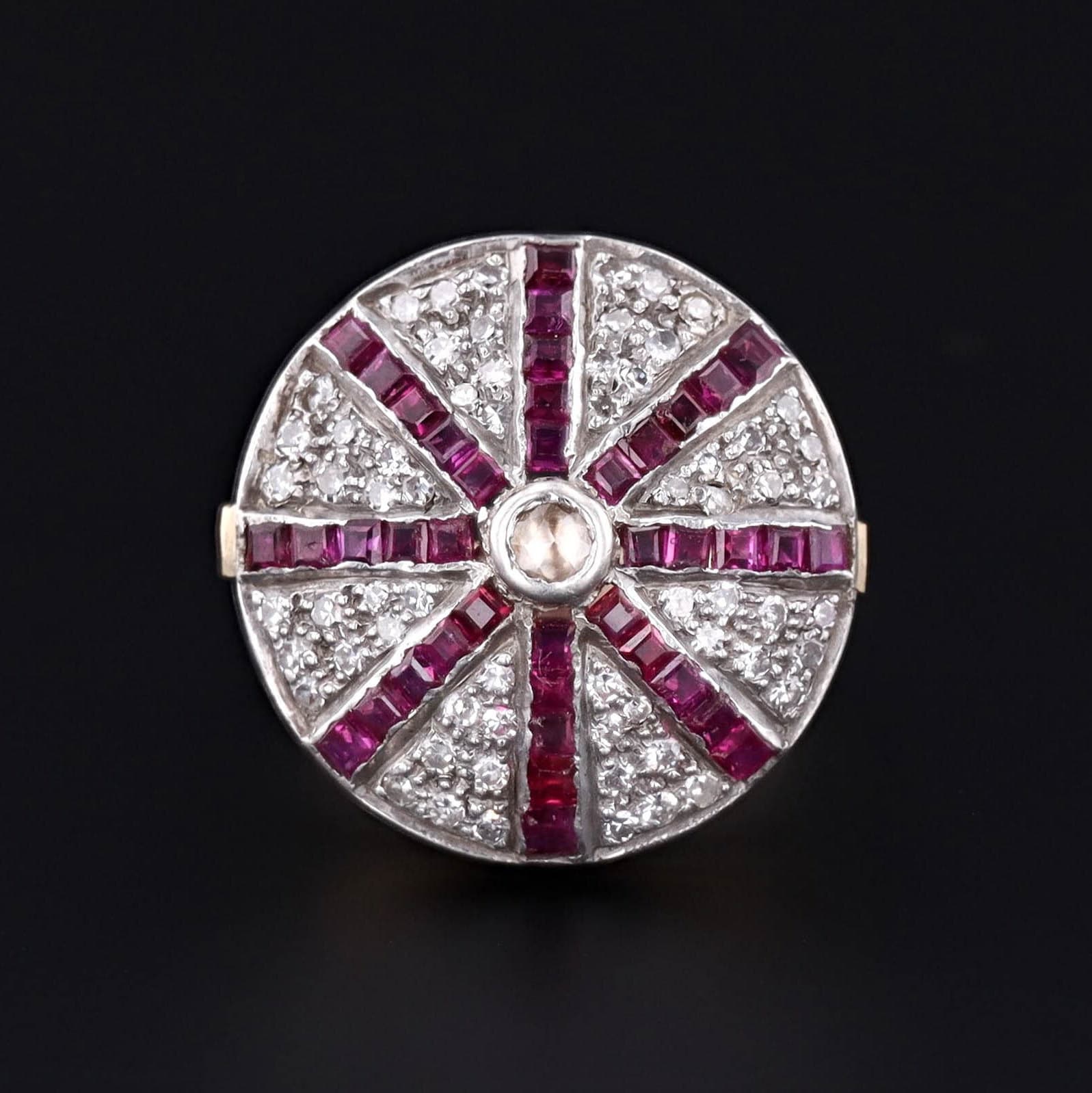 Vintage Ruby and Diamond Statement Ring - Trademark Antiques