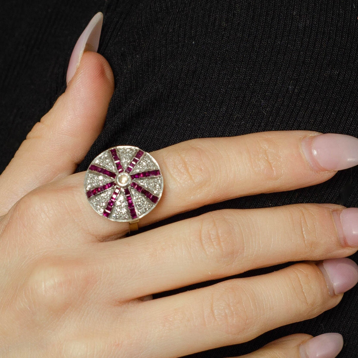 Vintage Ruby and Diamond Statement Ring - Trademark Antiques