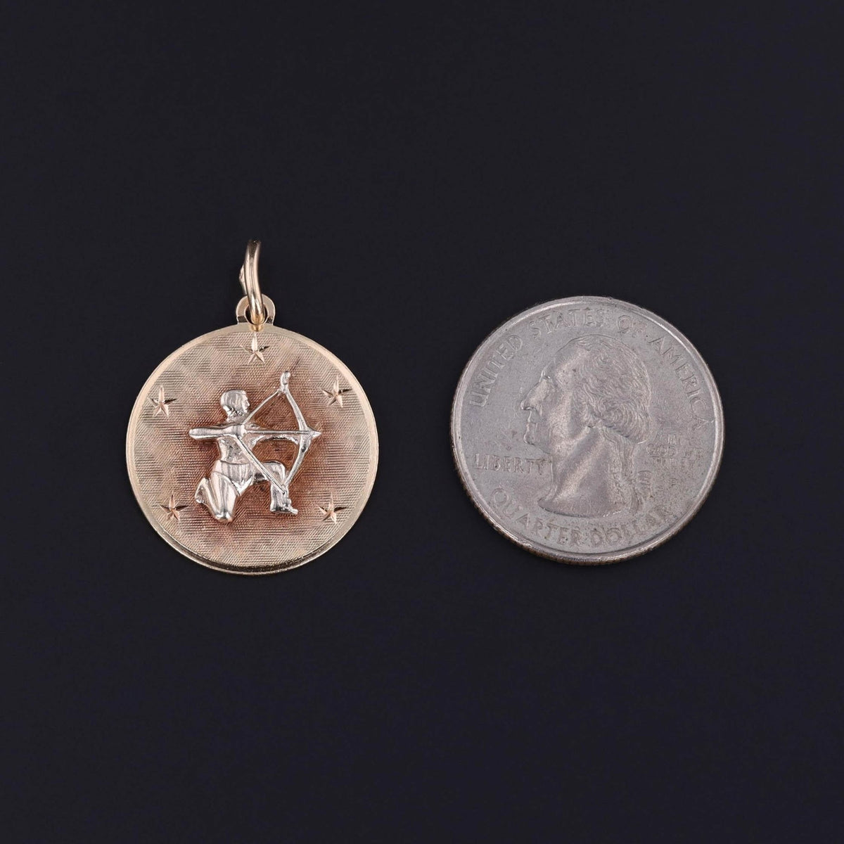 Vintage Sagittarius Zodiac Charm of 14k Gold - Trademark Antiques