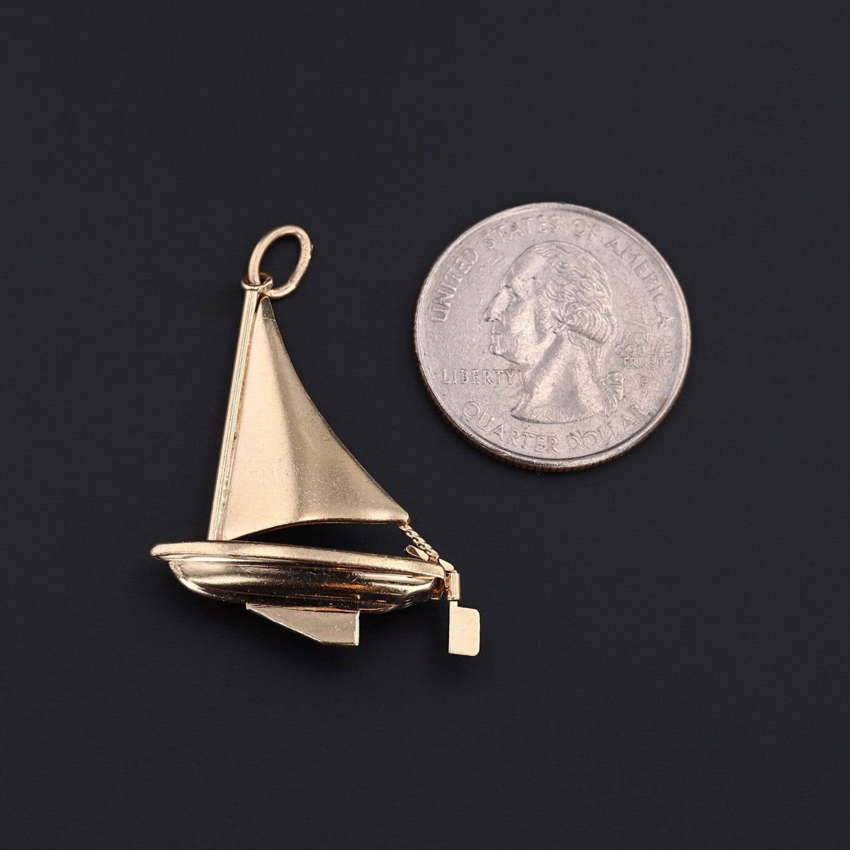 Vintage Sailboat Pendant of 14k Gold - Trademark Antiques