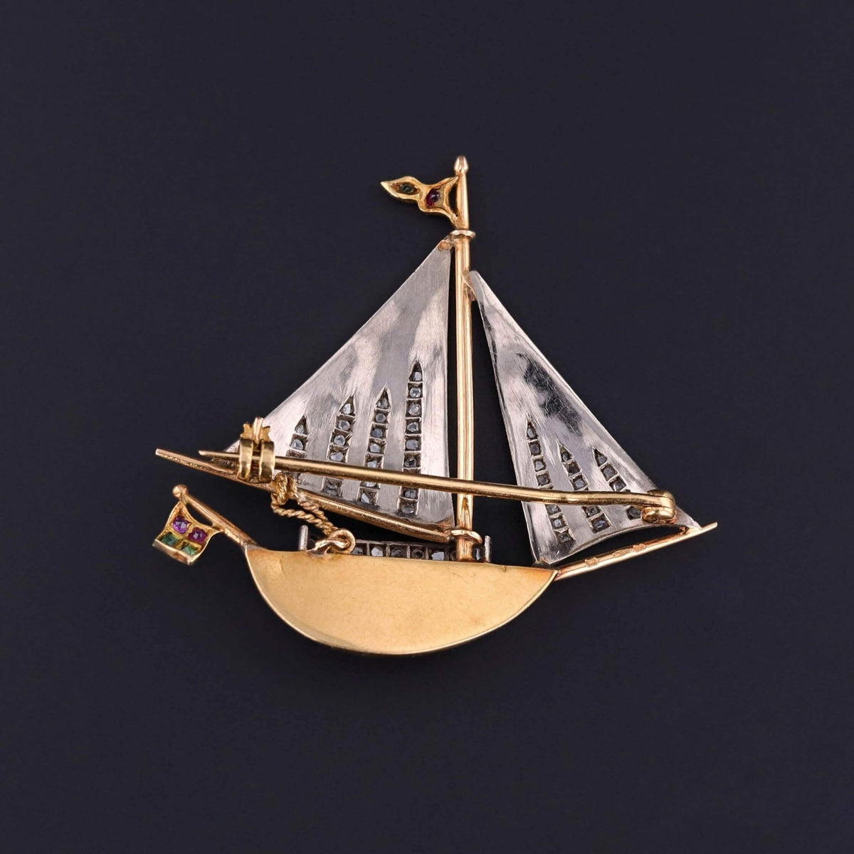 Vintage Sailboat Pendant of Garnet - Trademark Antiques