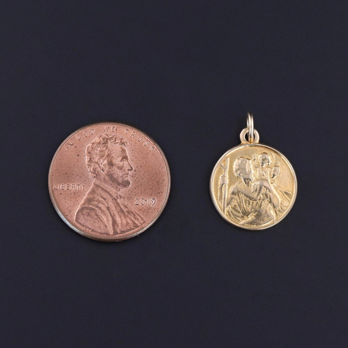 Vintage Saint Christopher Charm of 9ct Gold - Trademark Antiques