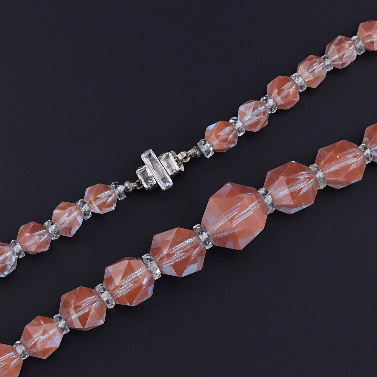Vintage Saphiret Glass Bead Necklace - Trademark Antiques