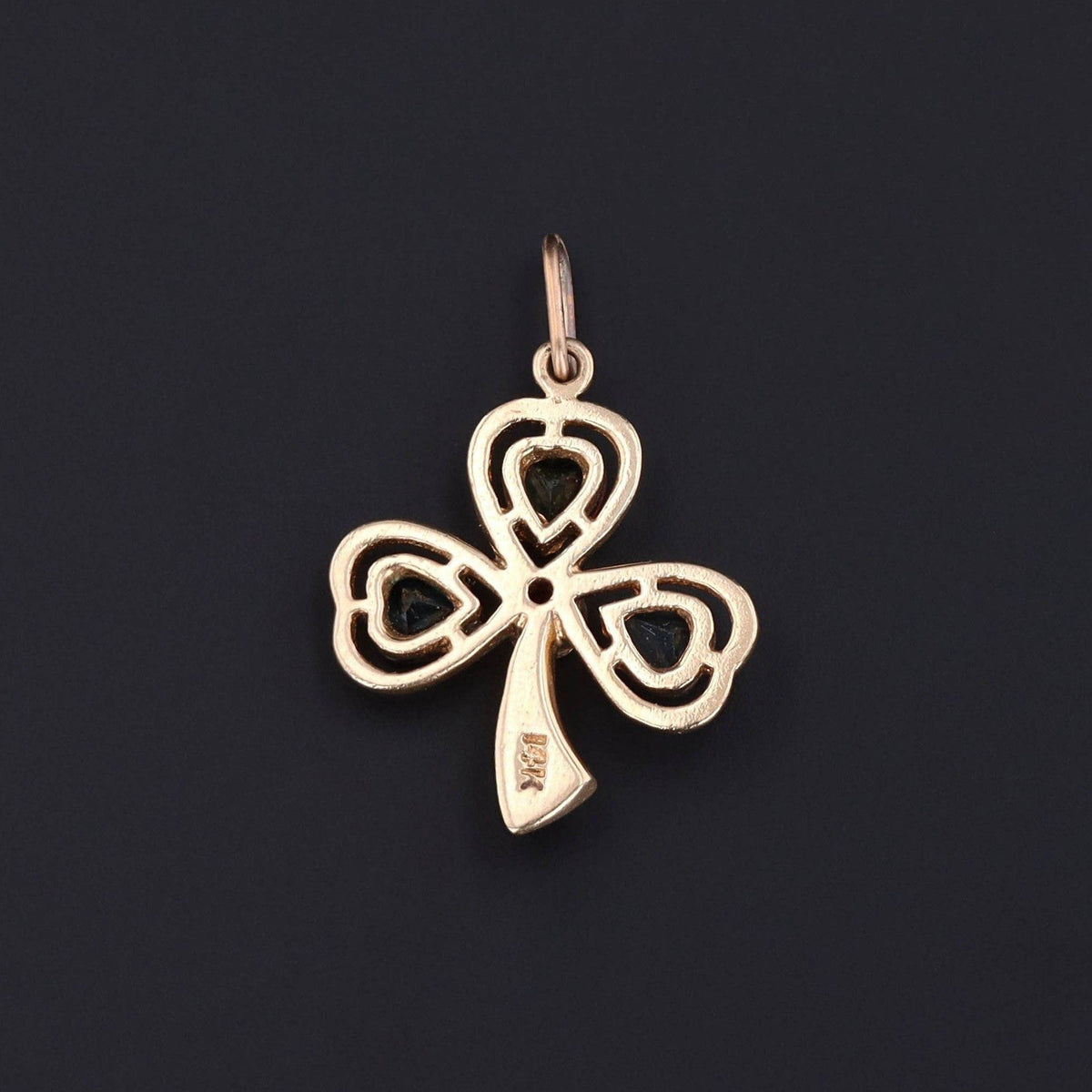Vintage Shamrock Charm of 14k Gold - Trademark Antiques