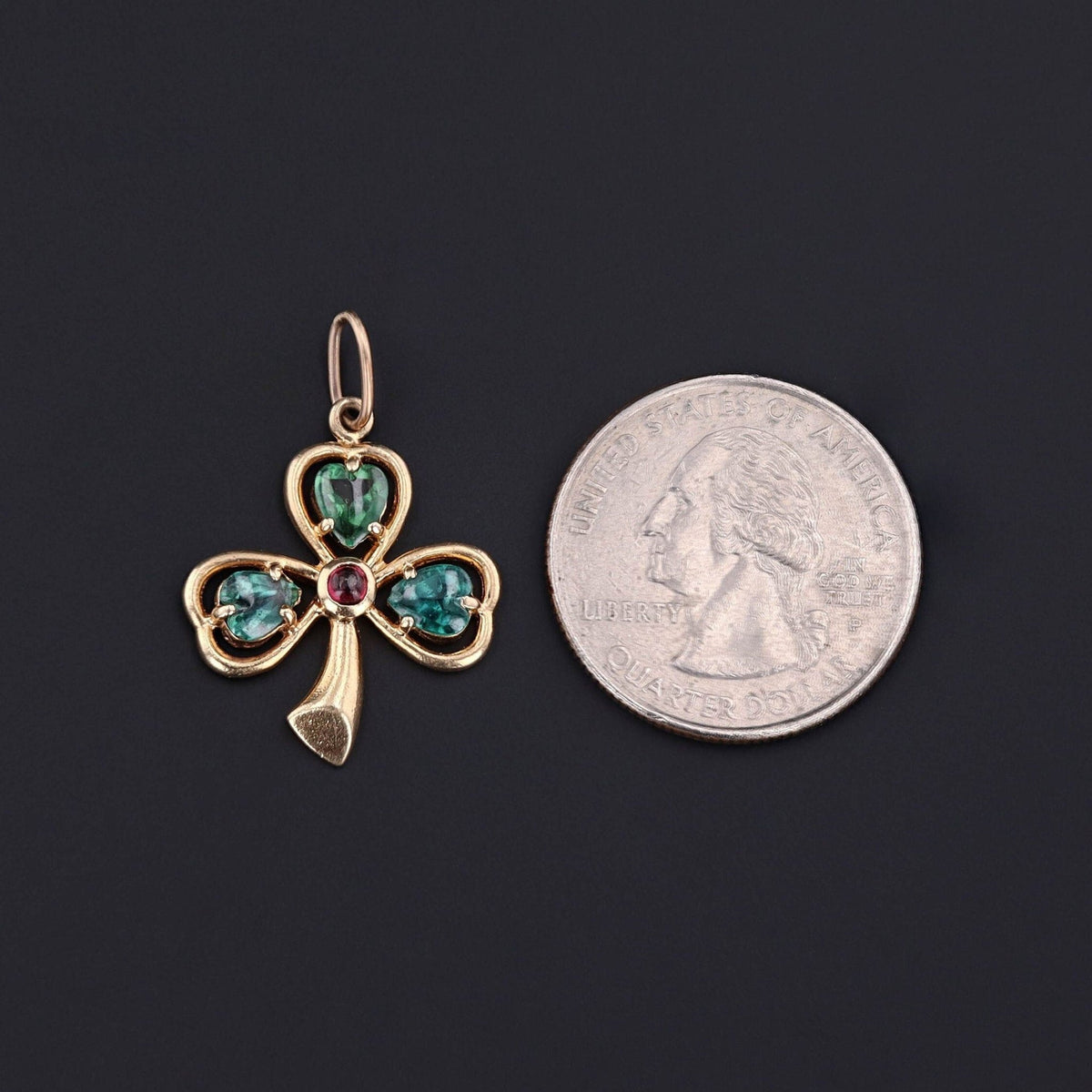 Vintage Shamrock Charm of 14k Gold - Trademark Antiques