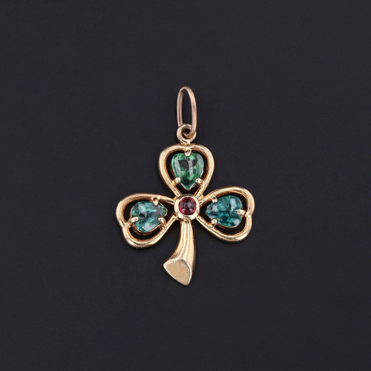 Vintage Shamrock Charm of 14k Gold - Trademark Antiques