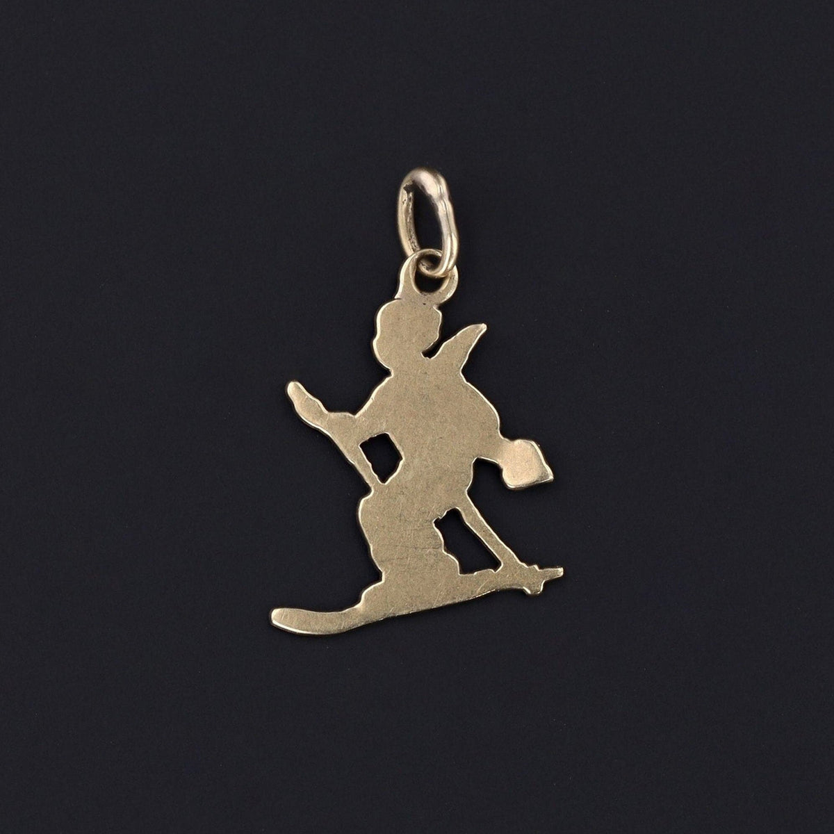 Vintage Skiing Cupid Charm of 14k Gold - Trademark Antiques