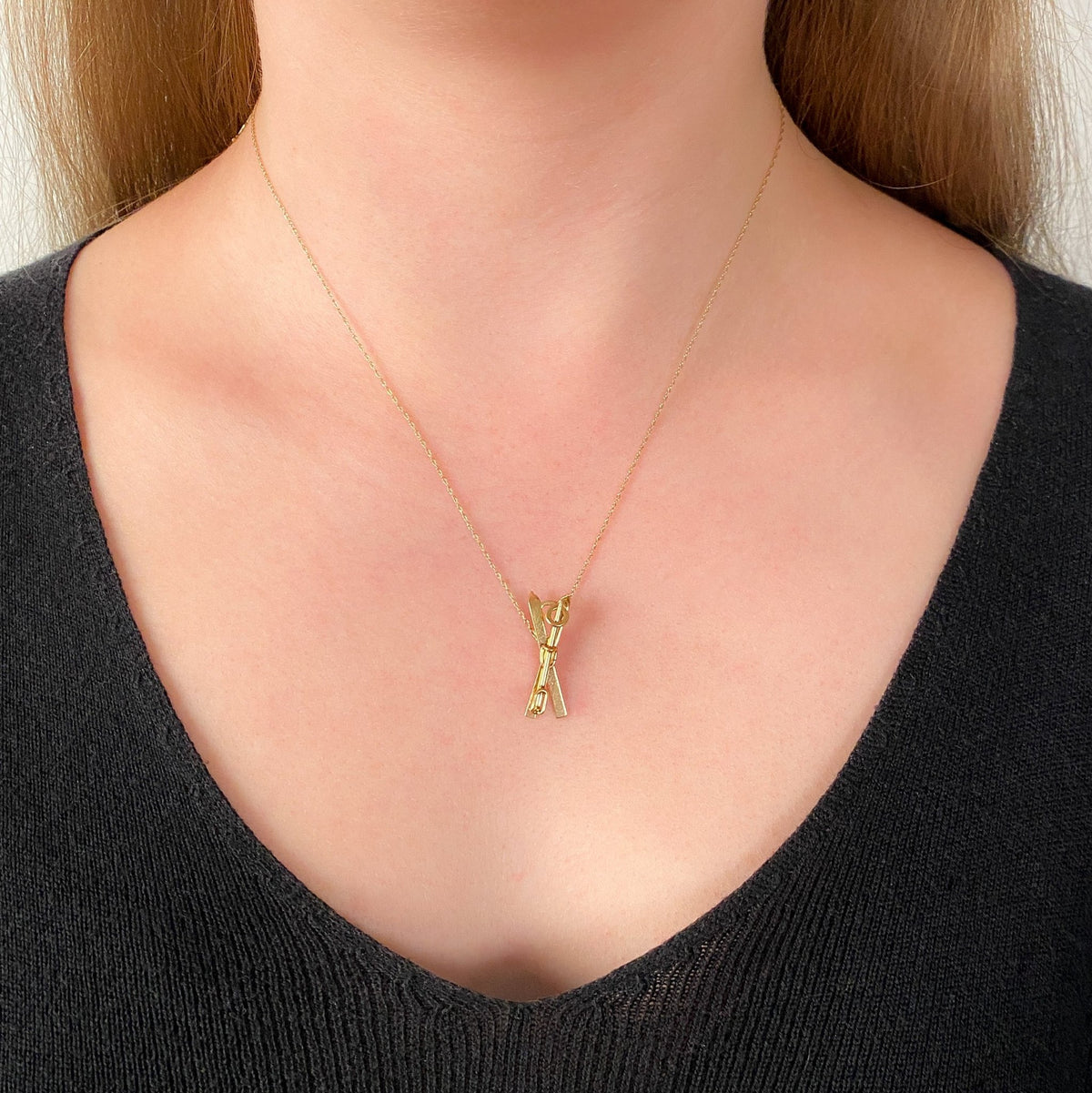 Vintage Skis Charm of 14k Gold - Trademark Antiques