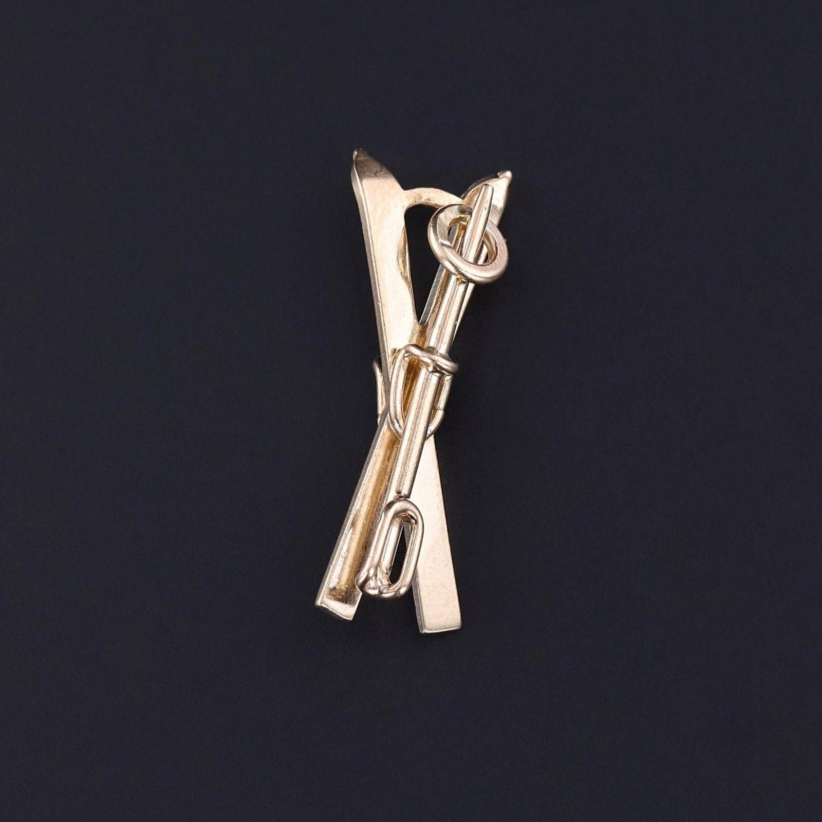 Vintage Skis Charm of 14k Gold - Trademark Antiques